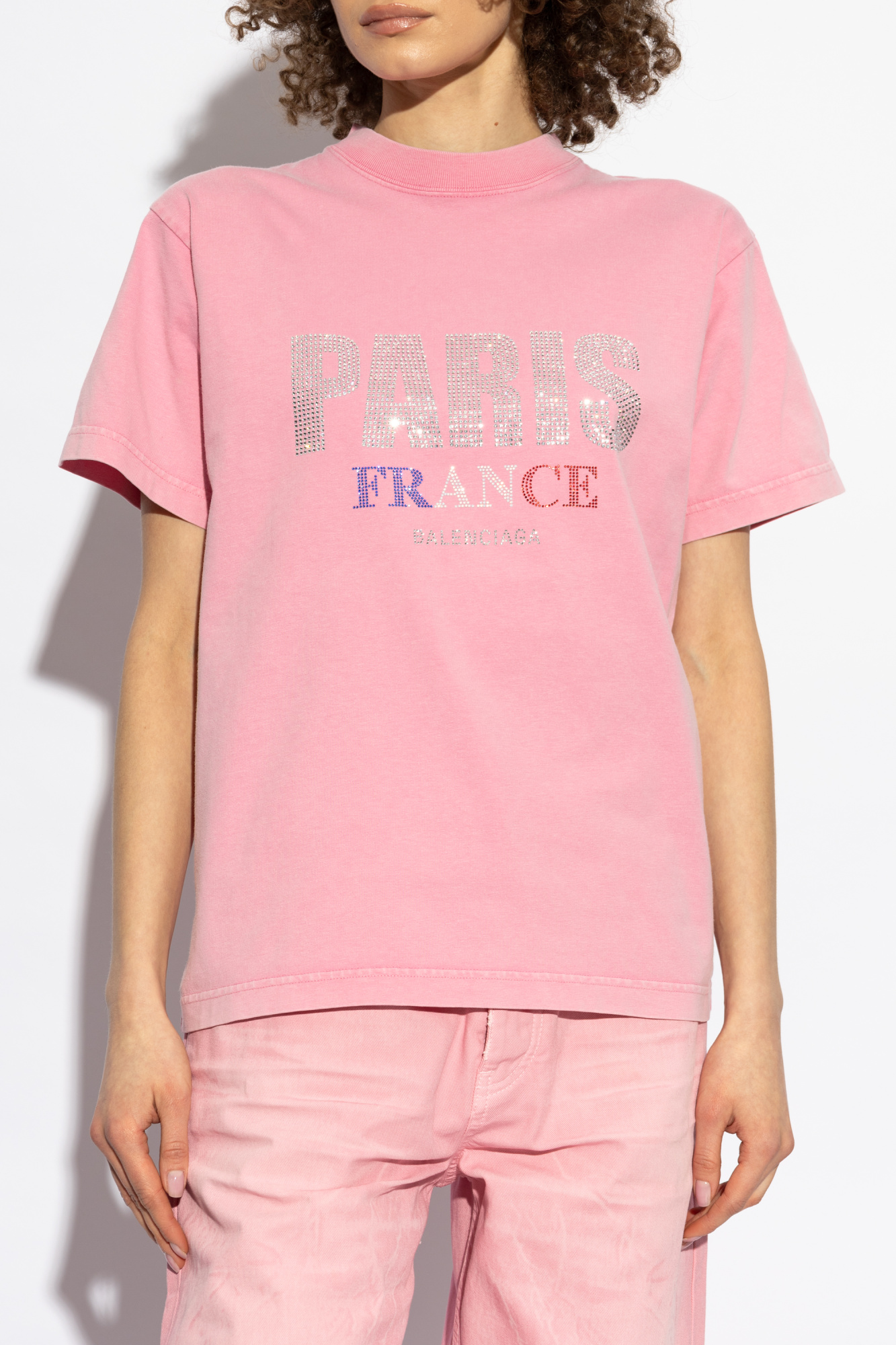 Pink T-shirt with logo Balenciaga - Vitkac AS